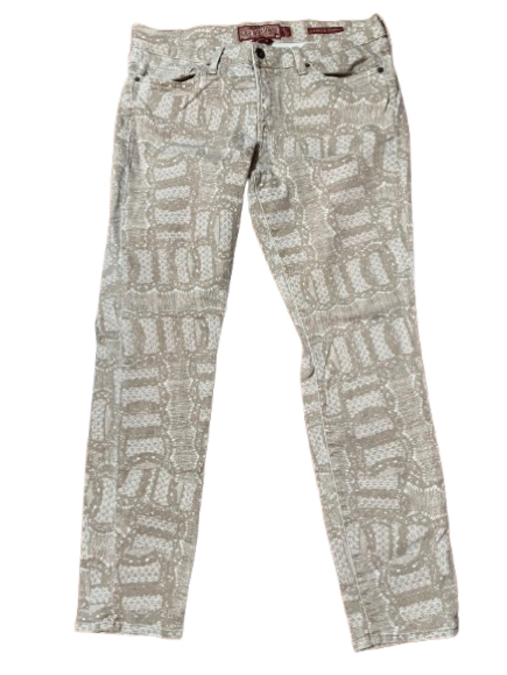 Lucky Brand Lucky Legend Skinny Women's Patterned Beige Denim Jeans Size 31